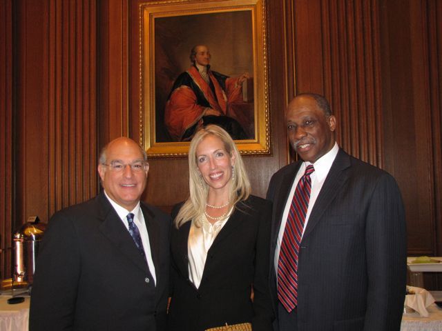 ISBA President Mark D. Hassakis, new admittee Christine S. Walton and Judge Leonard Murray