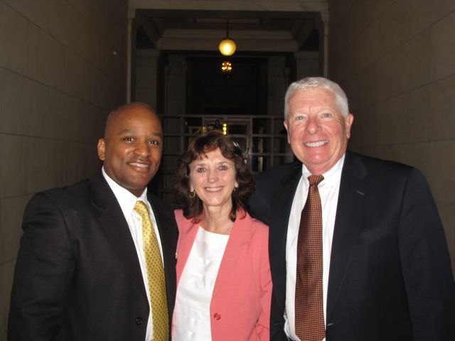 Supreme Court Admissions Clerk Perry Thompson, event organizer and ISBA Director of Bar Servcies Janet Sosin and IBF Past President David Sosin