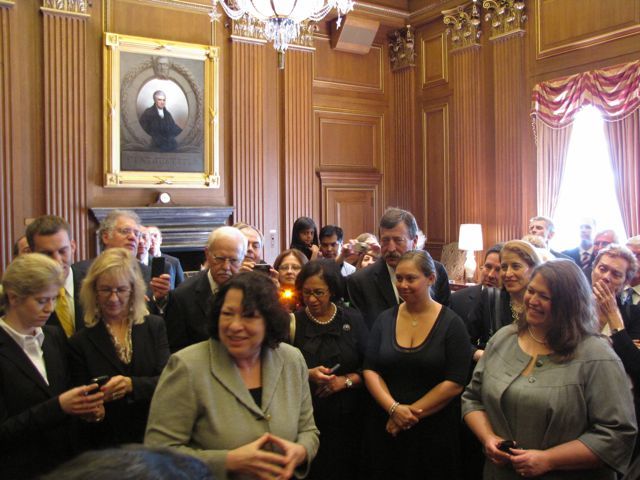 U.S. Supreme Court Justice Sonia Sotomayor speaks with the ISBA group after the admission ceremony.