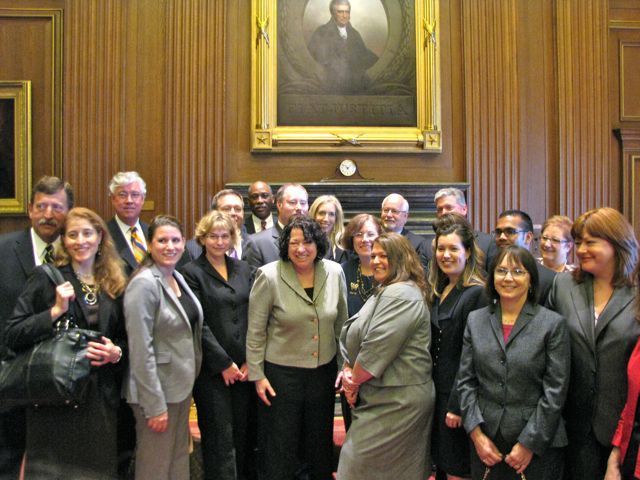 U.S. Supreme Court Justice Sonia Sotomayor (front row, center) with a group of new admittees
