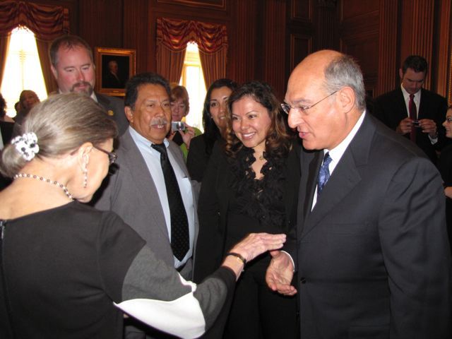 U.S. Supreme Court Justice Ruth Bader Ginsburg meets with ISBA President Mark D. Hassakis and the ISBA group. 