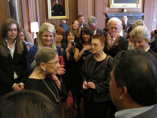U.S. Supreme Court Justice Ruth Bader Ginsburg meets with the ISBA group after the admission ceremony.