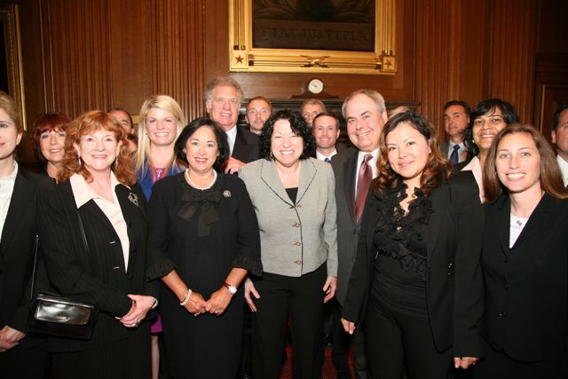U.S. Supreme Court Justice Sonia Sotomayor poses with a group of ISBA new admittees.