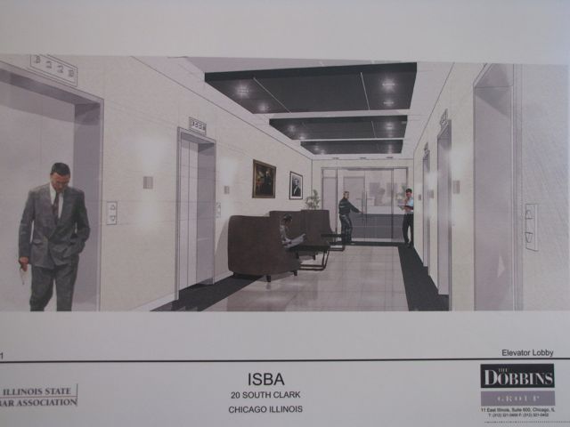 Artist's rendering of the Chicago office elevator lobby