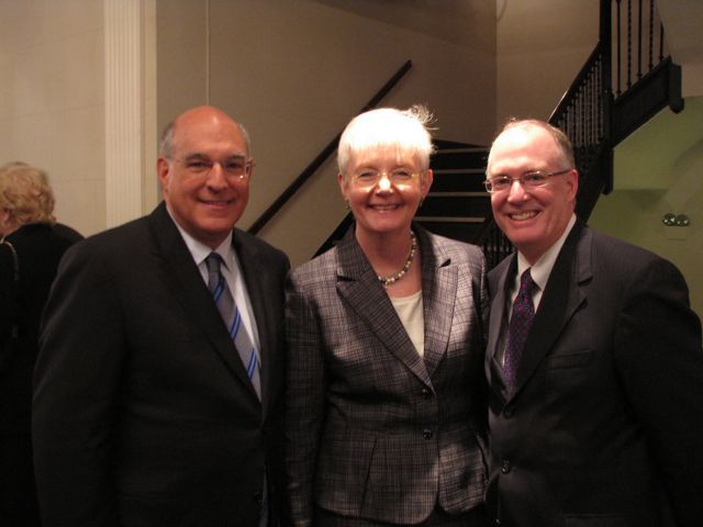 ISBA President Mark D. Hassakis, Illinois Supreme Court Justice Mary Jane Theis and ISBA 2nd VP John Thies