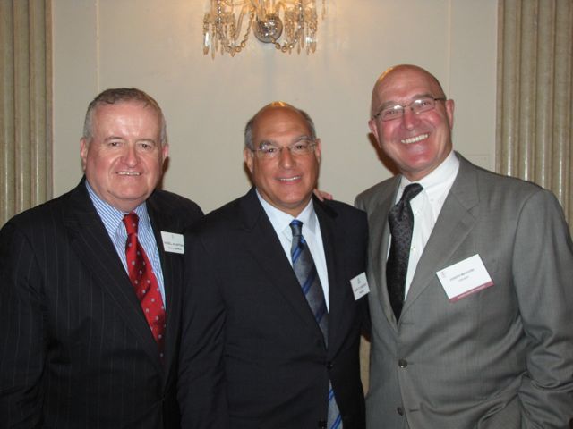 ISBA Board of Governors member Judge Russell Hartigan, ISBA President Mark D. Hasskis and Joe Marconi of Johnson & Bell