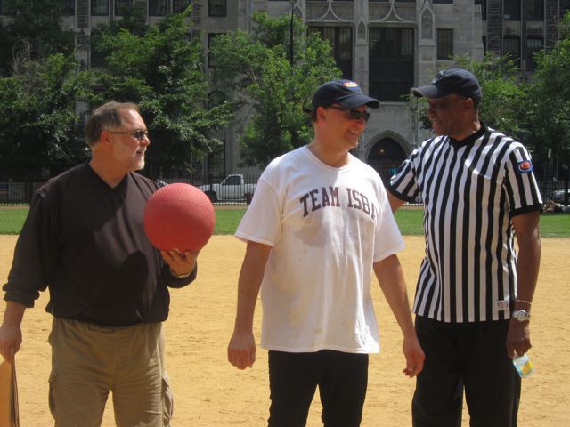 ISBA Executive Director Bob Craghead, ISBA President John Locallo and new ISBA Assembly member and game referee Judge Leonard Murray