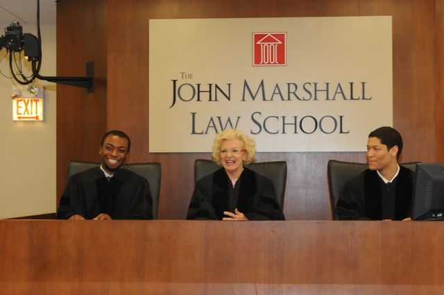 The students made their final Moot Court argument in front of (playing the part of Appellate Justices): teacher Tyreese Foreman, Illinois Supreme Court Justice Anne Burke and teacher Phillip Rutherford