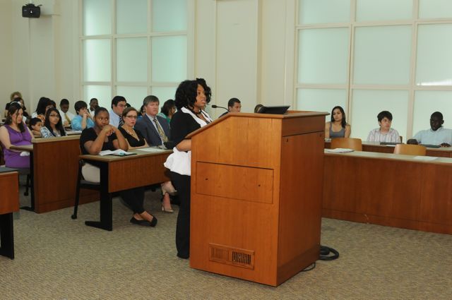 Danielle Coker makes her argument during the Moot Court