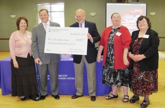 MCBA Past President Hon. Elizabeth Levy, MCBA Vice President Ron Foster, Oasis Board President Mike Meehan, Oasis Executive Director Margarette Trushell, Hon. Barbara Crowder