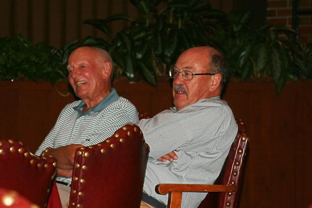 McLean County Bar stalwarts Robert Williams and Guy Fraker enjoy the dinner and awards presentation.