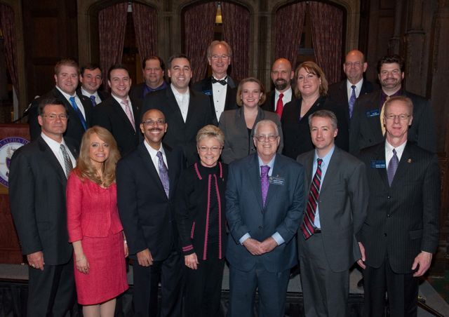 Michele Jochner and Pierre Priestley with the Phi Alpha Delta International Executive Board and Staff