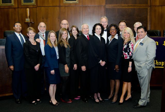 Illinois Appellate Court Justice Nathaniel Howse; new Chicago Alumni Chapter inductees Sharon Eiseman, Warren Luppel, Julia Beinen and Mallory O'Connor; Chief Judge James Holderman; new Chicago Alumni Chapter inductee Elizabeth Teague; Past ISBA President Bob Downs; Jayne Reardon; John Norris; Dorothy Brown; John Locallo; Michele Jochner; Hon. Alfred M. Swanson; Steve Savva