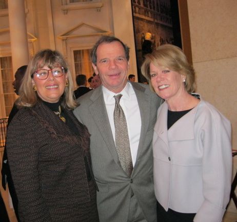 ISBA 3rd Vice President Paula Hudson Holderman enjoys the reception with Senate President John Cullerton and his wife, Pam.