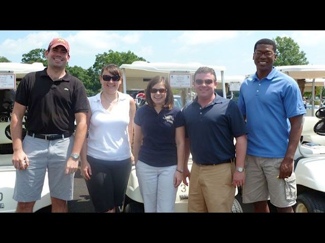 Golf Outing Co-chair Brett Swanson, YLD Chair Heather Fritsch, YLD Vice-Chair Meghan O'Brien, Golf Outing Co-chair Jerry Napleton and YLD Secretary Jean Kenol