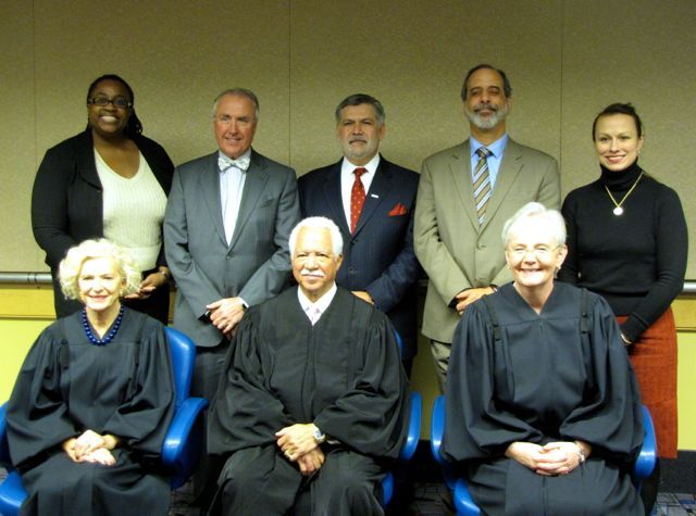 Bar association leaders with Justices Burke, Freeman and Theis