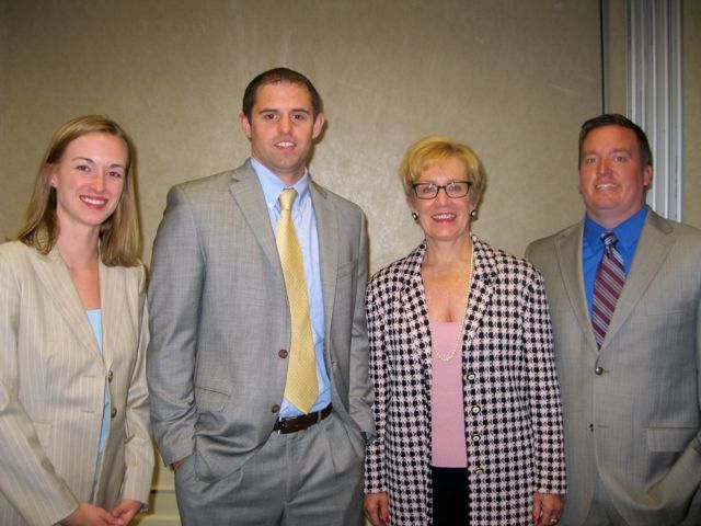 New admittees Christa Wittenberg and Colby Hathaway, speaker Patricia Bobb and new admittee Andrew Doyle.

