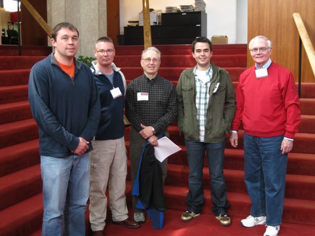 Among volunteers at Ask a Lawyer Day were (from left) Jason Schutte, Randy Cox, Mike Kopek, David Hennessy and Henry Hagen.  