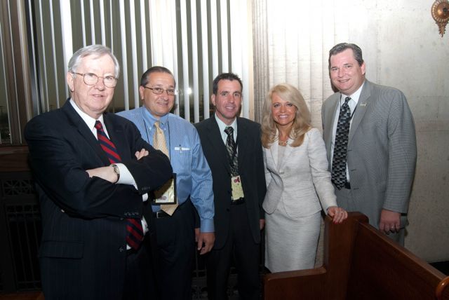 Hon. Paul P. Biebel, Jr., Presiding Judge of the Criminal Division of the Circuit Court of Cook County, Michael Damico, Patrick Nolan, Michele Jochner, Co-Chair of the event Steering Committee, and James D'Amico