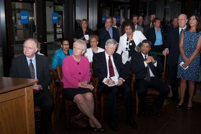 Dignitaries await the unveiling.