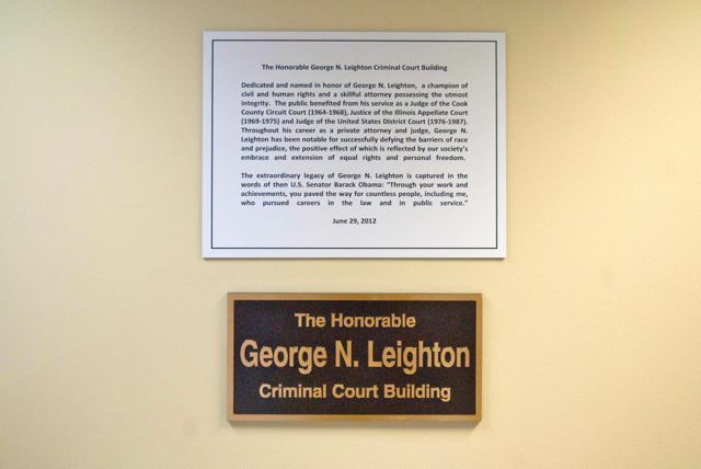 Plaques honoring Judge Leighton