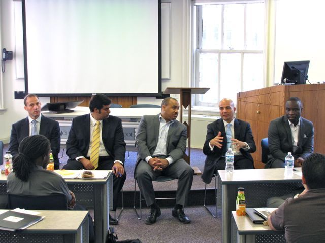 The Men in the Law panel was made up of (left to right) Tim Whiting of Whiting Law Group, Daniel Saeedi of Shefsky & Froelich, Brent Hawkins, Andy Fox, Administrative Law Judge and Derrick Thompson of Hoogendorn & Talbot. 