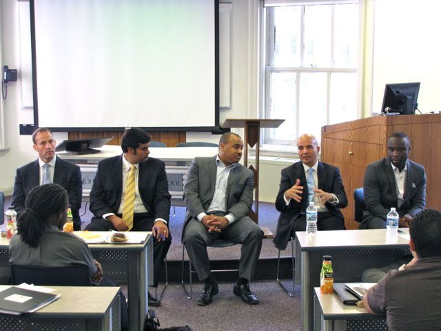 The Men in the Law panel was made up of (left to right) Tim Whiting of Whiting Law Group, Daniel Saeedi of Shefsky & Froelich, Brent Hawkins, Andy Fox, Administrative Law Judge and Derrick Thompson of Hoogendorn & Talbot.