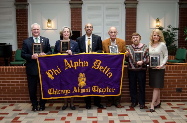 Chicago Alumni Chapter Centennial Awardees: Royal F. Berg; Sharon Hunt; Current Chapter Justice Pierre Priestley; John Peter Curielli; Gene Edlin; Michele Jochner