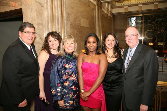 ISBA 3rd Vice President Richard D. Felice, YLD Chair Heather Fritsch, ISBA 2nd Vice President Paula H. Holderman, YLD Soiree Co-Chairs Kenya Jenkins-Wright and Gina Rossi and ISBA President-elect John E. Thies