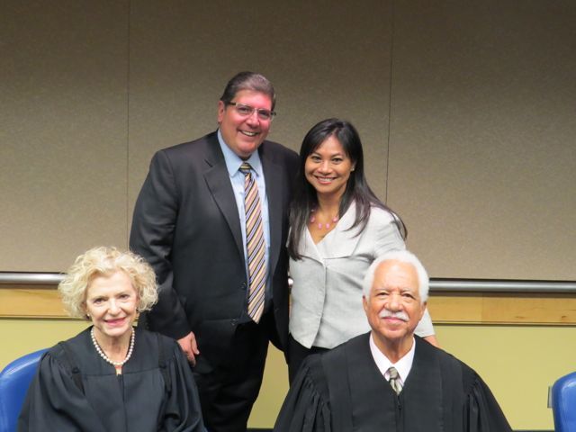 ISBA 2nd Vice President Richard D. Felice with Chicago Bar Association President Aurora N. Abella-Austriaco and Illinois Supreme Court Justices Anne Burke and Charles Freeman.