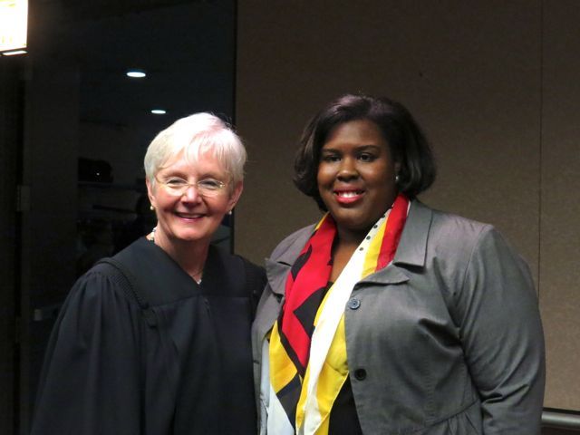 Illinois Supreme Court Justice Mary Jane Theis and Tiffany V. Harper, President of the Black Women Lawyers' Association