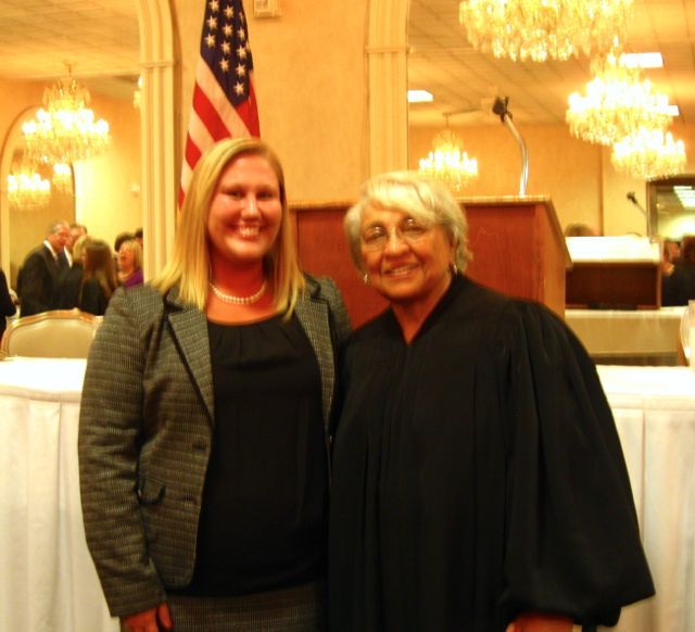 New admittee Nichole Mahrt and Justice Mary W. McDade
