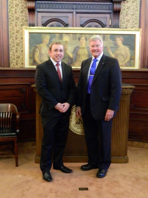 ISBA Board member Charles Davis with Judge Mills