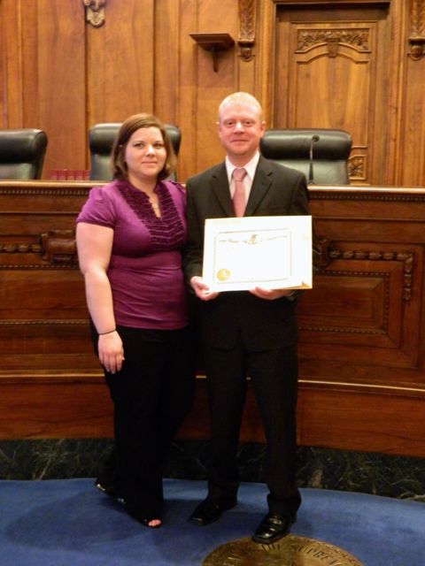 New admittee Matthew Butler of Bloomington with his wife