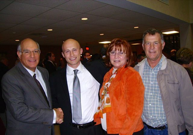 ISBA Past President Mark D. Hassakis, New Admittee James Ruppert and his parents, Michelle and Dean Ruppert