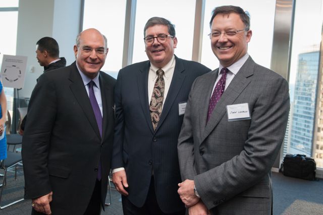 ISBA Past President Mark D. Hassakis, ISBA President Richard D. Felice and ISBA Past President John G. Locallo attend the Juvenile Justice Initiative's Annual Fundraiser on Oct. 8 at Jenner & Block in Chicago.