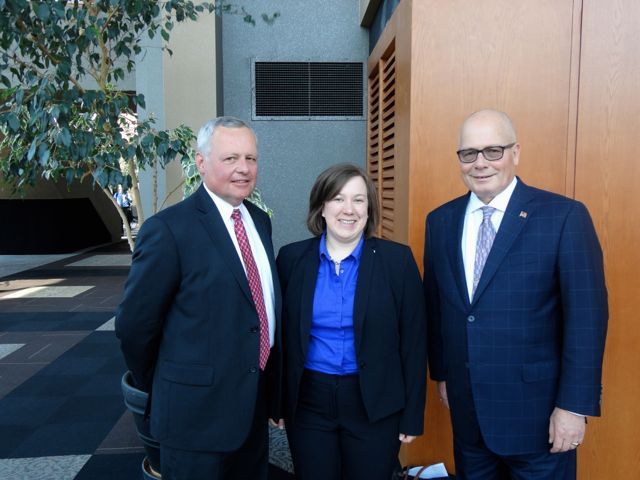 George N. Vurdelja, Jr., new admittee Lisa Harkins and ISBA Board member James McCluskey