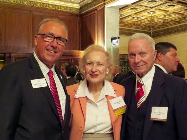President Umberto S. Davi is shown (from left) with class member Christine Smith and Class of 1962 member Eugene McMahon. 
