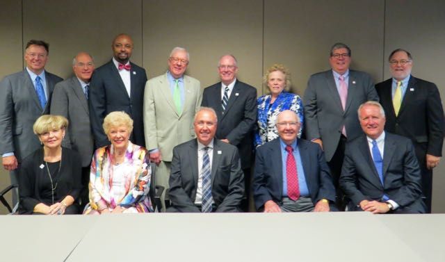 Front Row: Past President Cheryl Niro, Past President Judge Carole K. Bellows, President Umberto S. Davi, Past President Richard L. Thies, Past President Timothy Eaton; Back Row: Past President John G. Locallo, Past President Mark D. Hassakis, President-elect Vincent F. Cornelius, Past President John G. O'Brien, Past President John E. Thies, Past President Irene F. Bahr, Immediate Past President Richard D. Felice and Executive Director Robert Craghead