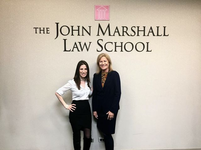 ISBA Student Representative Marie Sarantakis and  Justice Margaret O'Mara Frossard (Ret.)
