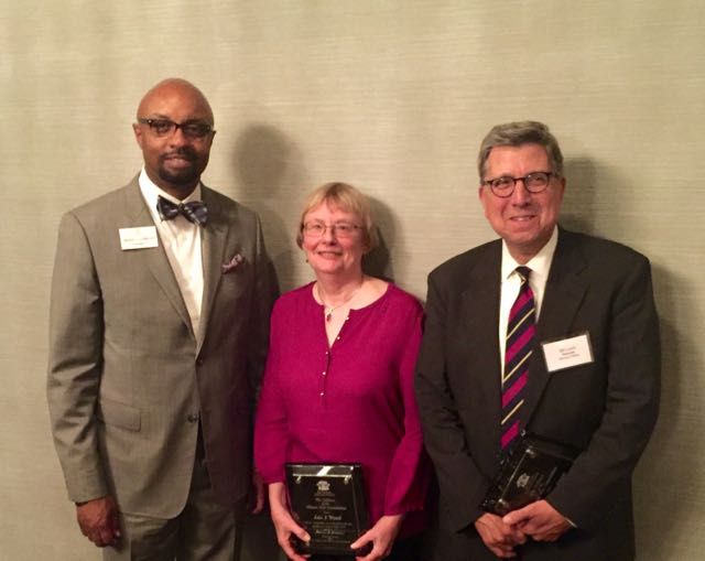 ISBA President Vincent F. Cornelius (left) with honorees Lois Wood, Executive Director of the Land of Lincoln Legal Assistance Foundation, and J. William Lucco of Lucco, Brown, Threlkeld &amp; Dawson, LLP.
