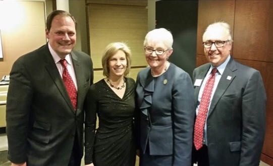 LAGBAC Past President Professor Mark Wojcik, LAGBAC President Cecilia Horan, Illinois Supreme Court Justice Mary Jane Theis, ISBA President Umberto S. Davi
