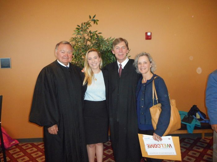 Hon. Lloyd Karmeier with Zoe Gross and her parents, Hon. Eugene Gross and Patricia Gross 