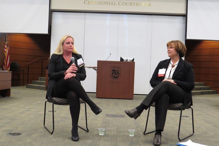 Julie Johnson and Sharon Rowan kick off the discussion following the documentary