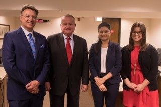 John Locallo, Judge Hartigan, Maliha Siddiqui, and Jenna DiJohn&nbsp;at ISBA Day at DePaul University College of Law.
