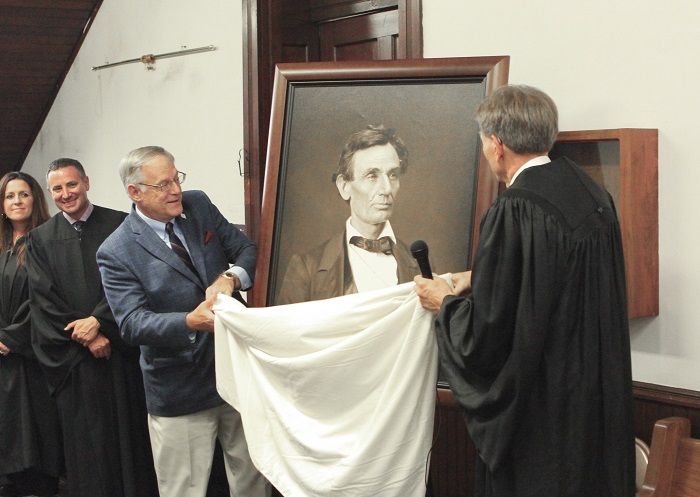 A high-quality reproduction of a famous Abraham Lincoln photograph was presented to the Bond County Courthouse on June 30 in Greenville. 