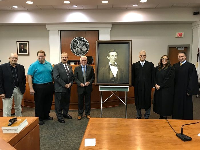 A high-quality reproduction of a famous Abraham Lincoln photograph was presented to the Clinton County Courthouse on September 25 in Carlyle.