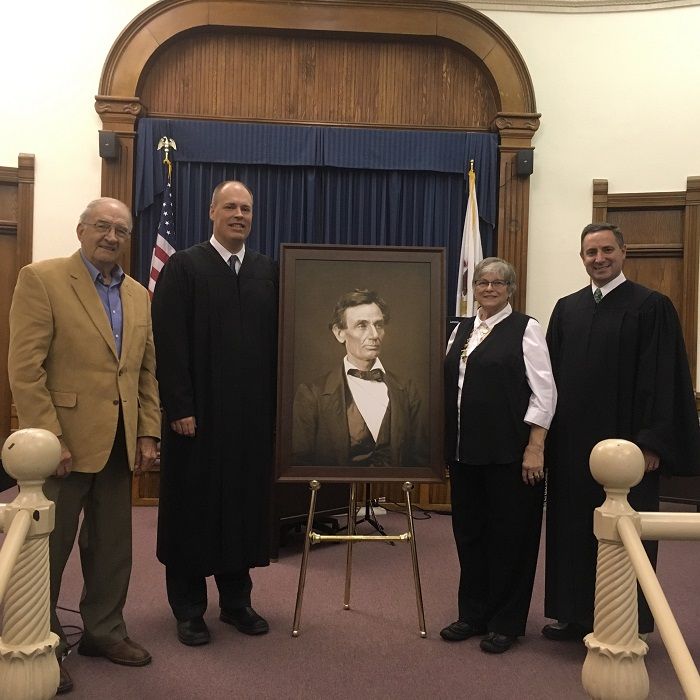 A high-quality reproduction of a famous Abraham Lincoln photograph was presented to the Crawford County Courthouse on October 26 in Robinson. 