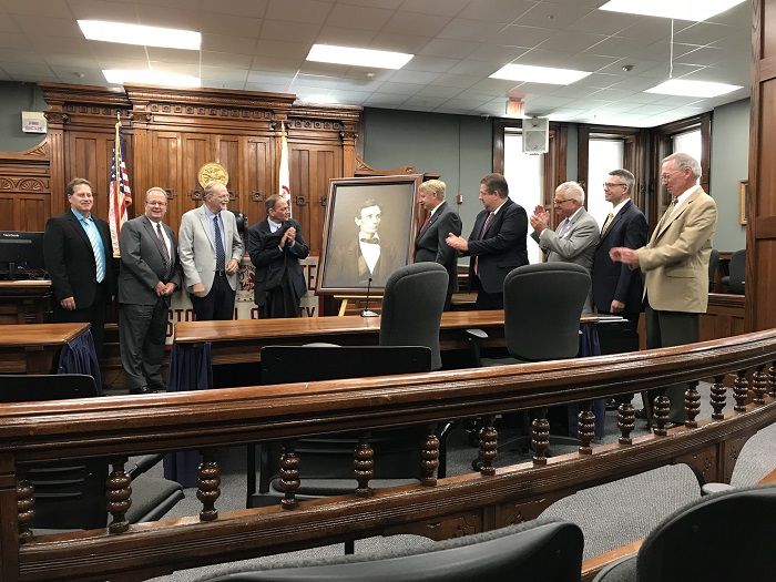 A high-quality reproduction of a famous Abraham Lincoln photograph was presented to the Knox County Courthouse on July 27 in Galesburg. 