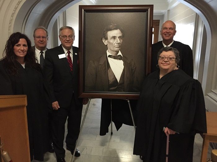 A high-quality reproduction of a famous Abraham Lincoln photograph was presented to the Madison County Courthouse on May 21. 